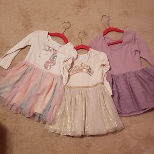Total of 3 Long Sleeve Tulle Dresses 3T